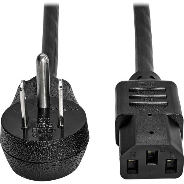 Tripp Lite Computer Power Cord Right-Angle 5-15P to C13 15A 125V 14AWG 3ft Online now