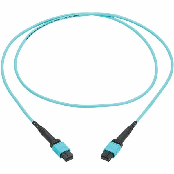 Eaton Tripp Lite Series 100G Multimode 50 125 OM4 Fiber Optic Cable (12F MPO MPO-PC F F), Type-A Polarity, OFNP, Aqua, 1 m (3.3 ft.), TAA Cheap