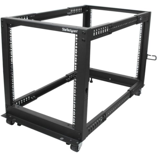 StarTech.com 12U Adjustable Depth Open Frame 4 Post Server Rack w- Casters - Levelers and Cable Management Hooks For Discount