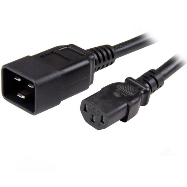 StarTech.com 3ft (1m) Heavy Duty Extension Cord, IEC C13 to IEC C20 Black Extension Cord, 15A 125V, 14AWG, Heavy Gauge Power Cable Supply